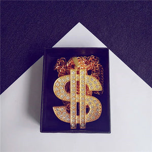 Dollar Pendant Necklace Hip Hop Symbol Chain Rapper Punk Style