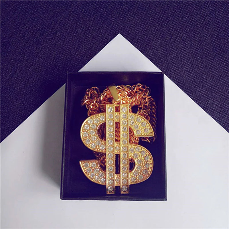 Dollar Pendant Necklace Hip Hop Symbol Chain Rapper Punk Style