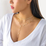 Double Beading Pendant Chain Necklace for Women
