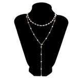 Double Beading Pendant Chain Necklace for Women