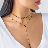 Double Beading Pendant Chain Necklace for Women