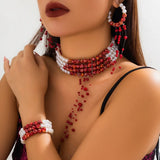 Blood Pearls Halloween Choker Gothic Style Tassel Necklace