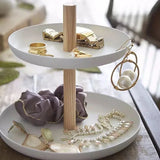 Metal Two Floors Jewelry Holders Wooden Display Decor
