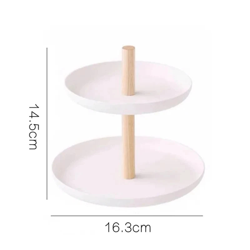 Metal Two Floors Jewelry Holders Wooden Display Decor