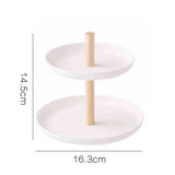 Metal Two Floors Jewelry Holders Wooden Display Decor