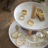 Metal Two Floors Jewelry Holders Wooden Display Decor