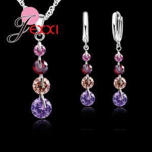 925 Silver CZ Bridal Wedding Jewelry Set For Women