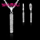 Crystal CZ Necklace Earrings Set 925 Sterling Silver