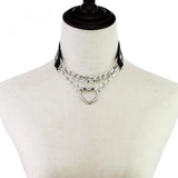 Heart Necklace Pu Leather Street Chain Love Heart
