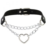 Heart Necklace Pu Leather Street Chain Love Heart