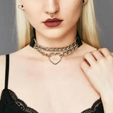 Heart Necklace Pu Leather Street Chain Love Heart