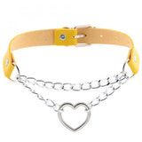 Heart Necklace Pu Leather Street Chain Love Heart