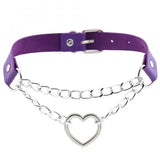 Heart Necklace Pu Leather Street Chain Love Heart