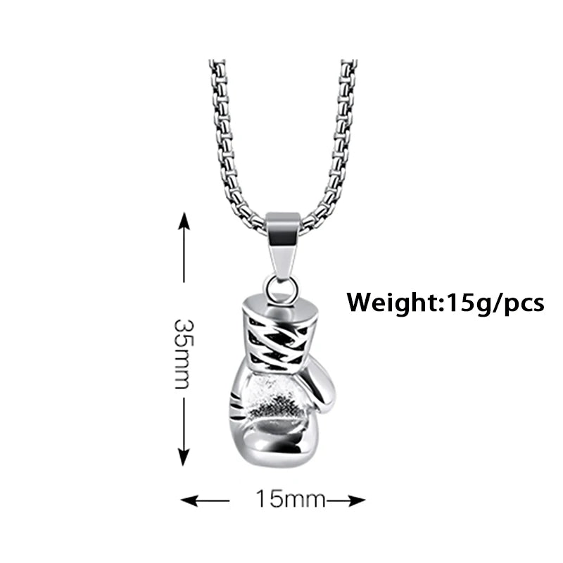 Personalised Waterproof Stainless Steel Boxing Glove Pendant Necklace