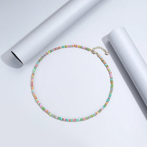 Beaded Shell Chain Adjustable Choker Necklace for Women