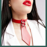 Gothic Punk Choker Leather Collar Studded Bondage Bell Party Jewelry