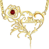 Rose Flower Women's Pendant Name Necklace Stainless Steel Necklaces For Women