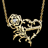 Rose Flower Women's Pendant Name Necklace Stainless Steel Necklaces For Women