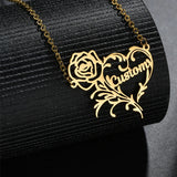 Rose Flower Women's Pendant Name Necklace Stainless Steel Necklaces For Women