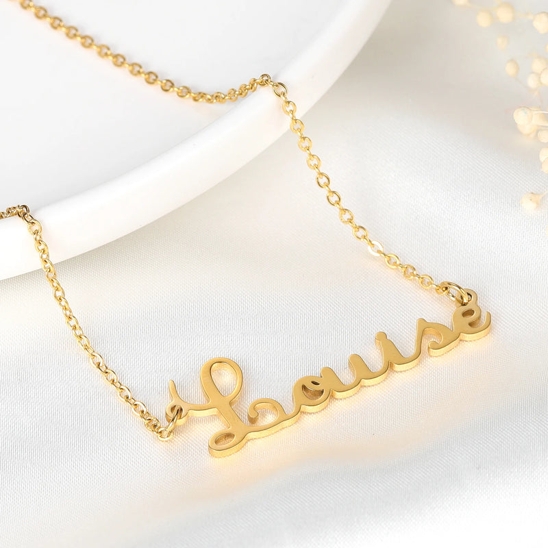 Stainless Steel Name Necklace Personalized Letter Choker Pendant