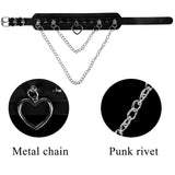 Sexy Collar Leash Bdsm Harness Leather Exotic Rivet Chain Heart Choker