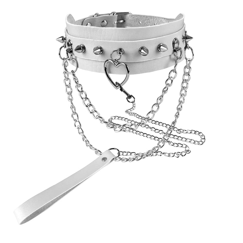 Sexy Collar Leash Bdsm Harness Leather Exotic Rivet Chain Heart Choker