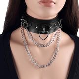Sexy Collar Leash Bdsm Harness Leather Exotic Rivet Chain Heart Choker