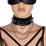 Sexy Collar Leash Bdsm Harness Leather Exotic Rivet Chain Heart Choker