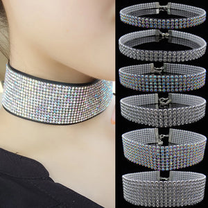 Sparkling Silver Crystal Chain Necklace Ladies Wedding Party Necklace
