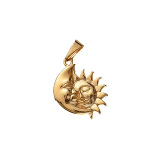 Women's Stainless Steel Moon Sun Face Necklace Golden Chain Jewelry