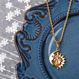 Women's Stainless Steel Moon Sun Face Necklace Golden Chain Jewelry