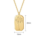 Personalized Palm Tree Necklace Stainless Steel Chain Engraved Name Pendant