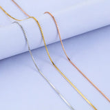 Sterling Silver 925 Box Chain Necklace 40cm/45cm 0.7mm/0.8mm for Woman