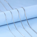 Sterling Silver 925 Box Chain Necklace 40cm/45cm 0.7mm/0.8mm for Woman