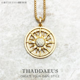 925 Silver Sun Link Chain Necklace Ethnic European Style