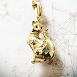Golden Cat Necklace with Star Summer Fine Jewelry 925 Sterling Silver