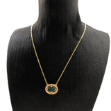 Green Oval Summer Necklace 925 Sterling Silver Vintage Gift For Women