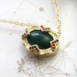 Green Oval Summer Necklace 925 Sterling Silver Vintage Gift For Women