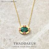 Green Oval Summer Necklace 925 Sterling Silver Vintage Gift For Women