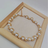 Ivory Pearl Chain Necklace for Women Girls