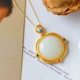 Natural Hetian Jade Pendant Silver Necklace for Mom's Birthday