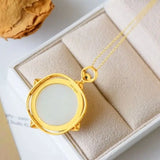Natural Hetian Jade Pendant Silver Necklace for Mom's Birthday