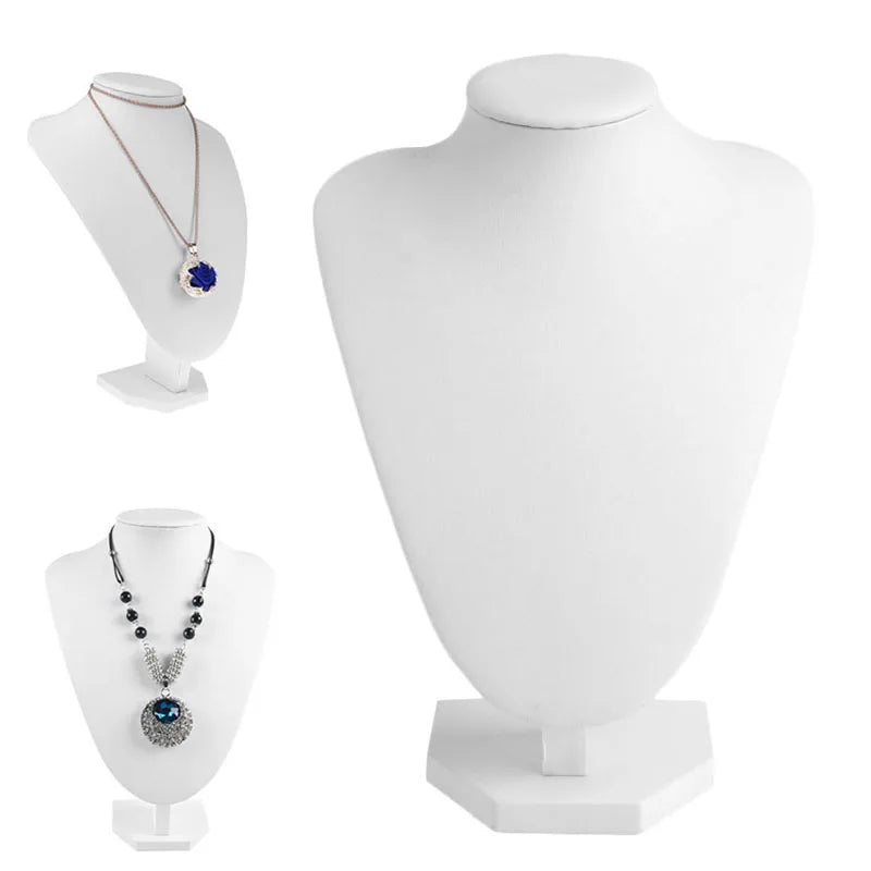 Leather Necklace Jewelry Display Stand Showcase Storage