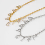 Rhinestone Letter Necklace Women Gothic Statement Necklace Chain