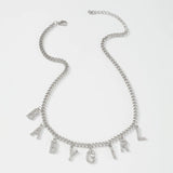 Rhinestone Letter Necklace Women Gothic Statement Necklace Chain