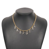 Rhinestone Letter Necklace Women Gothic Statement Necklace Chain