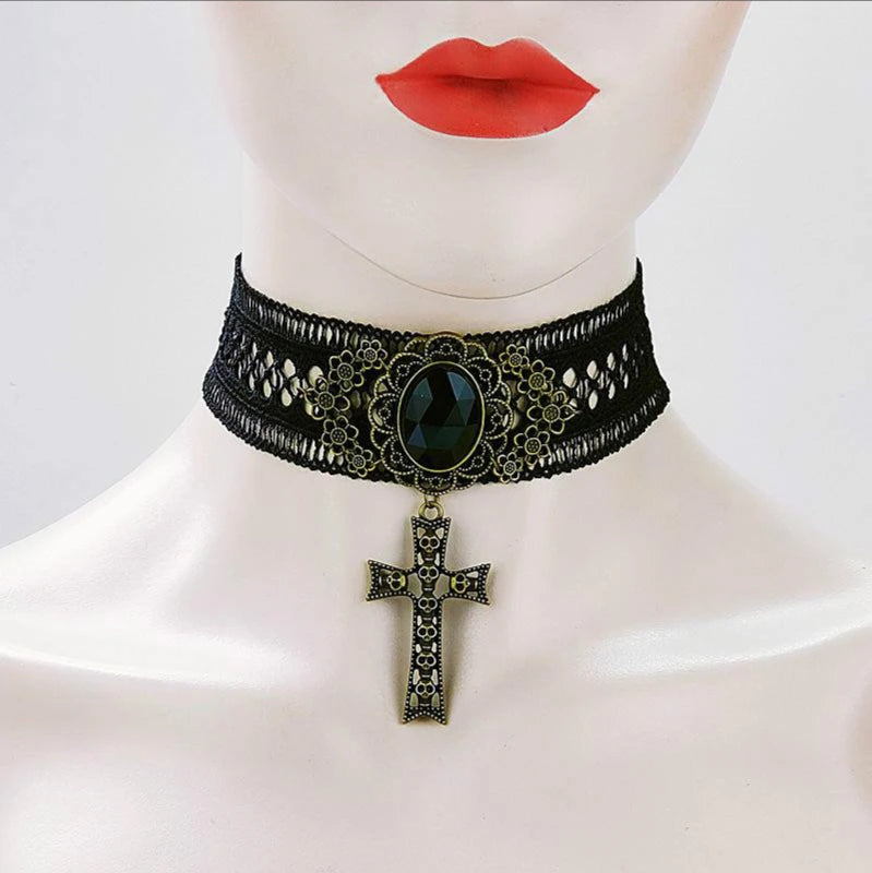 Skull Ghost Lace Necklace Female Clavicle Chain