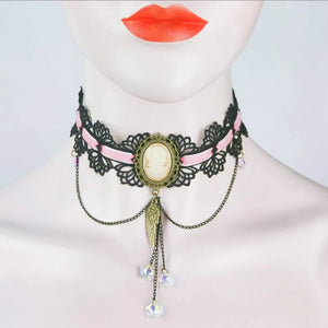 Beauty Head Wings Star Crystal Necklace