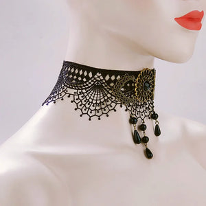 Gothic Punk Lace Retro Pearl Necklace Lady Necklace