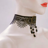 Gothic Punk Lace Retro Pearl Necklace Lady Necklace